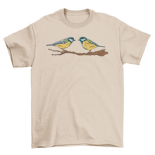 Load image into Gallery viewer, Cute two Tit birds with twig t-shirt
