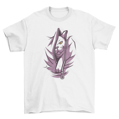 Zipper cat t-shirt