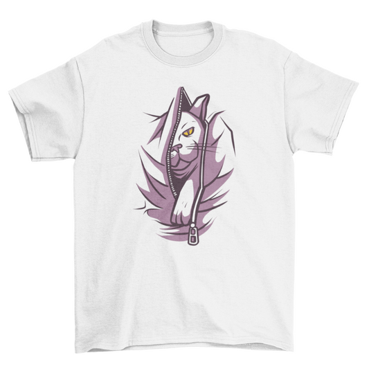 Zipper cat t-shirt