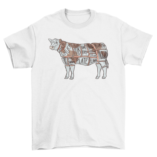 Cow beef cut division t-shirt design