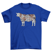 Load image into Gallery viewer, Cow beef cut division t-shirt design
