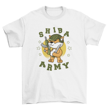 Army dog shiba inu t-shirt