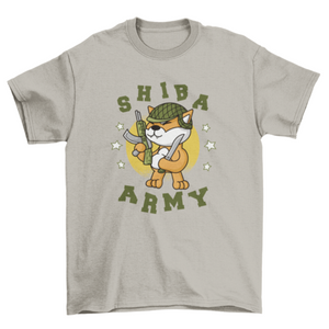 Army dog shiba inu t-shirt