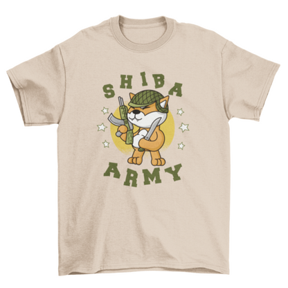 Army dog shiba inu t-shirt