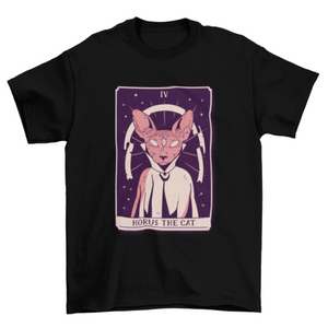 Cat wizard mystical tarot card t-shirt