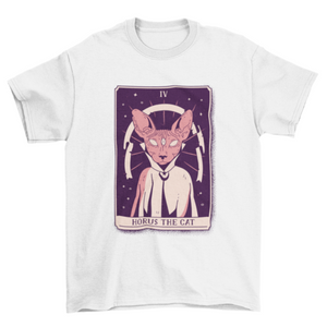 Cat wizard mystical tarot card t-shirt