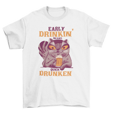 Load image into Gallery viewer, Beer drinking cat t-shirt design
