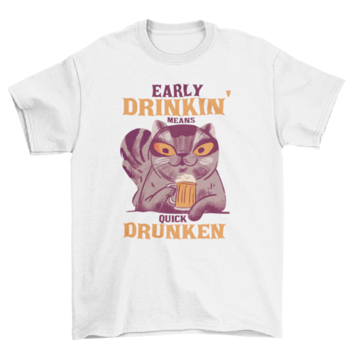 Beer drinking cat t-shirt design