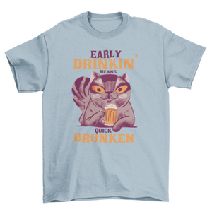 Beer drinking cat t-shirt design