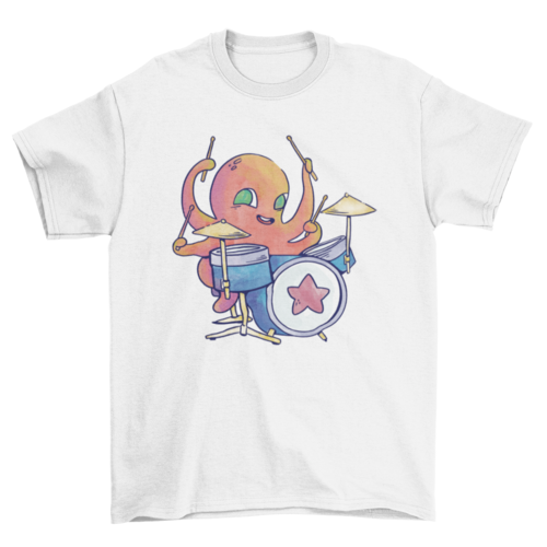 Amazing Watercolor ocean sea animal octopus Playing Drums drummer