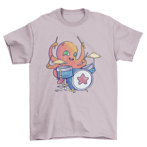 Amazing Watercolor ocean sea animal octopus Playing Drums drummer