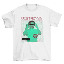 Load image into Gallery viewer, Cool Fashion Man glasses vaporwave grid quote &quot;Destroy the grid&quot; men
