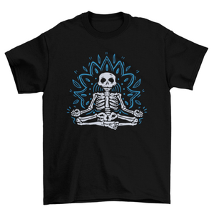 Cool meditating skeleton mandala t-shirt