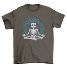 Load image into Gallery viewer, Cool meditating skeleton mandala t-shirt
