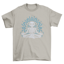 Load image into Gallery viewer, Cool meditating skeleton mandala t-shirt
