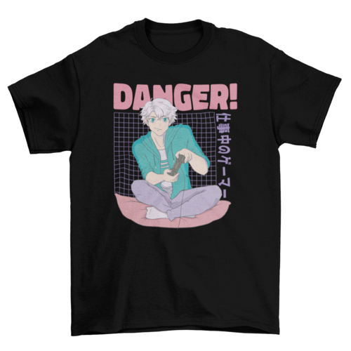 Cool gamer anime boy t-shirt