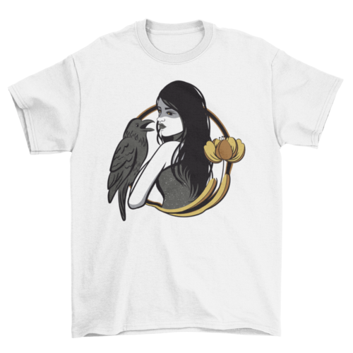 Beautiful sorceress with crow t-shirt