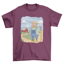 Load image into Gallery viewer, Famer and barn cartoon t-shirt
