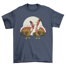 Load image into Gallery viewer, Cartoon Thanksgiving turkeys t-shirt design
