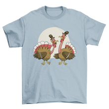 Load image into Gallery viewer, Cartoon Thanksgiving turkeys t-shirt design
