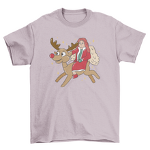 Load image into Gallery viewer, Christmas angel riding reindeer t-shirt design
