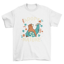 Load image into Gallery viewer, Bear with fish and flowers t-shirt design
