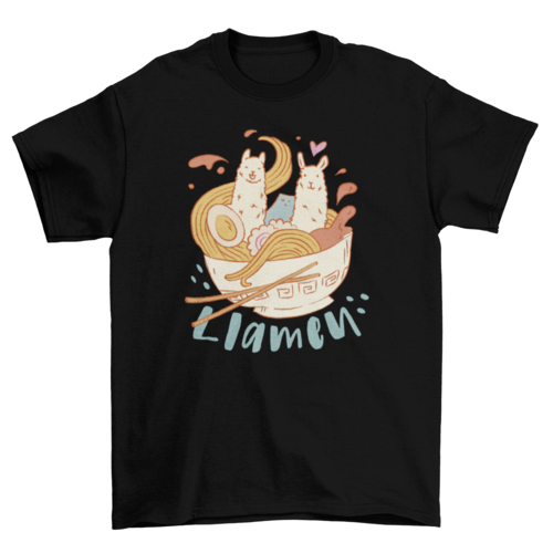 Funny llamas ramen t-shirt design