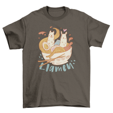 Load image into Gallery viewer, Funny llamas ramen t-shirt design
