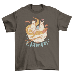 Funny llamas ramen t-shirt design