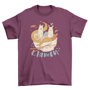 Funny llamas ramen t-shirt design