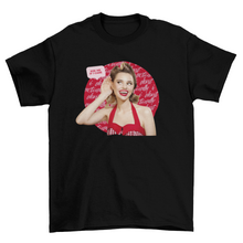 Load image into Gallery viewer, Funny Retro graphic t-shirt Pin up red girl asking quote &quot;Ask me if I
