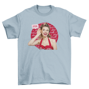 Funny Retro graphic t-shirt Pin up red girl asking quote "Ask me if I