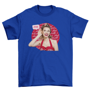 Funny Retro graphic t-shirt Pin up red girl asking quote "Ask me if I