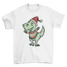 Load image into Gallery viewer, Christmas t-rex sweater t-shirt design
