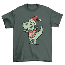 Load image into Gallery viewer, Christmas t-rex sweater t-shirt design
