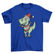 Load image into Gallery viewer, Christmas t-rex sweater t-shirt design
