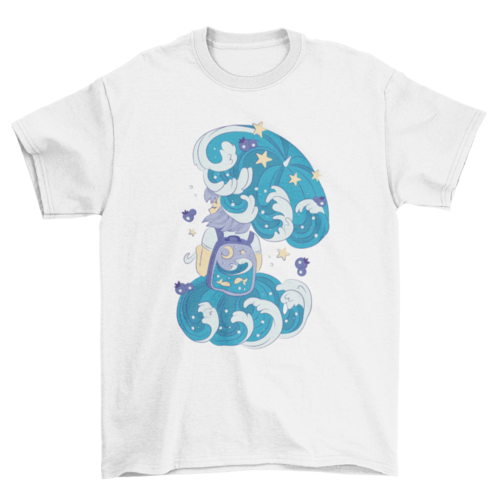 Cool Anime girl with umbrella and a backpack Gift t-shirt