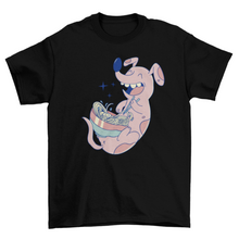 Load image into Gallery viewer, Cartoon dog eating ramen t-shirt
