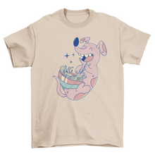 Load image into Gallery viewer, Cartoon dog eating ramen t-shirt
