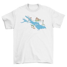 Load image into Gallery viewer, Cities around lake map t-shirt
