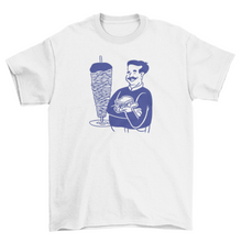 Load image into Gallery viewer, Cartoon man with kebab t-shirt design
