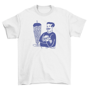 Cartoon man with kebab t-shirt design