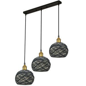 3 Head Wicker Globe Shape Pendant Shade Retro Hanging Ceiling Lamp | Home Improvement