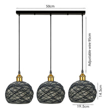 Load image into Gallery viewer, 3 Head Wicker Globe Shape Pendant Shade Retro Hanging Ceiling Lamp | Home Improvement
