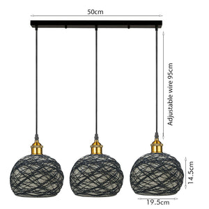 3 Head Wicker Globe Shape Pendant Shade Retro Hanging Ceiling Lamp | Home Improvement