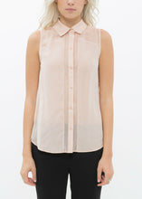 Load image into Gallery viewer, Women&#39;s Sleeveless 100% Silk Button Shirt
