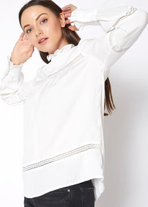 Arizona Eyelet Long Sleeve Mock Neck Top