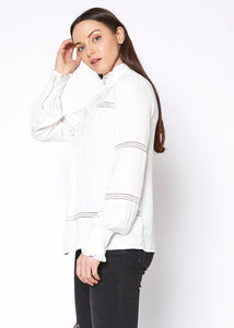 Arizona Eyelet Long Sleeve Mock Neck Top