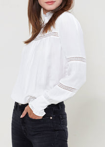 Arizona Eyelet Long Sleeve Mock Neck Top