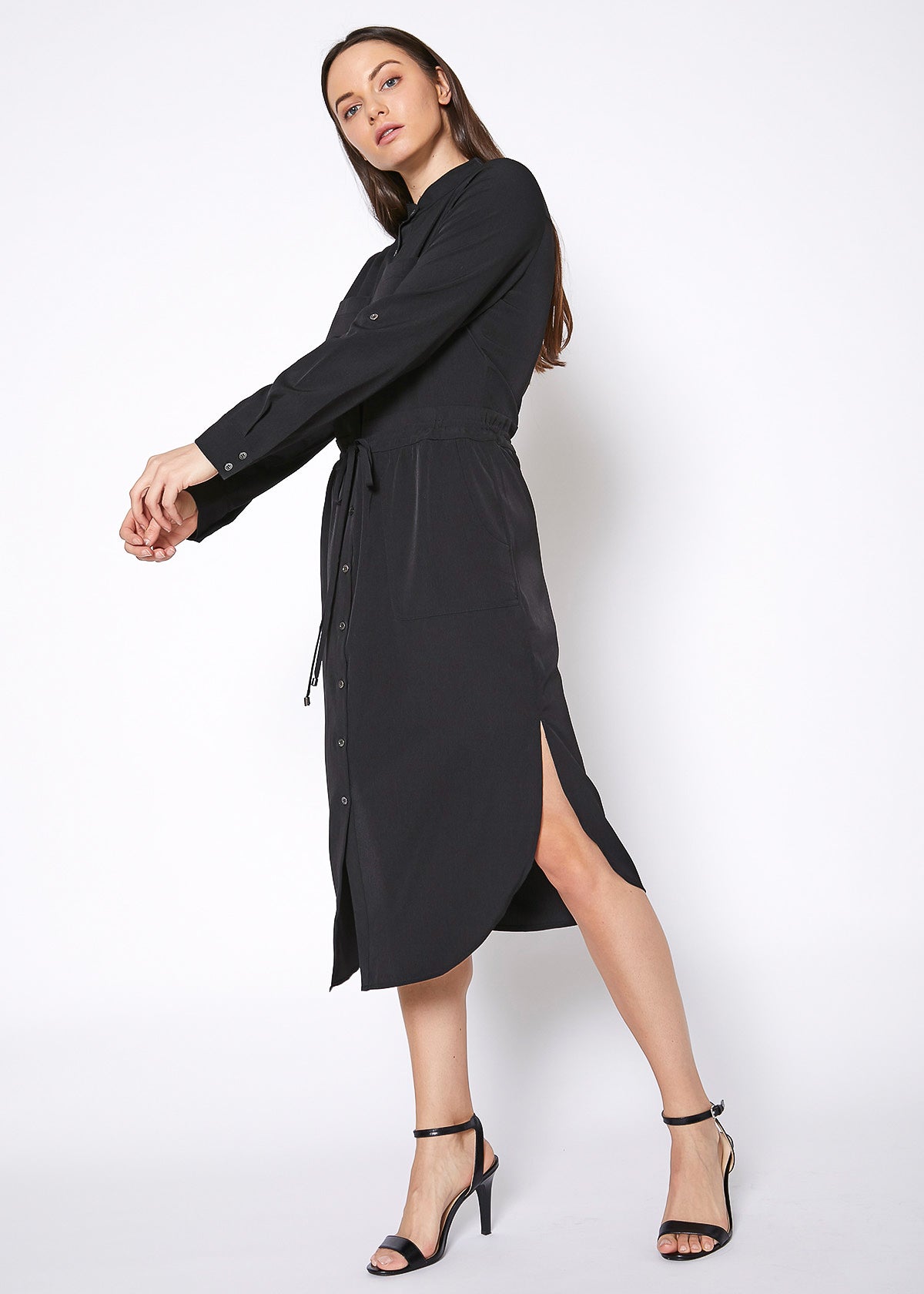 Women's Long Mock Neck Shirt Dress